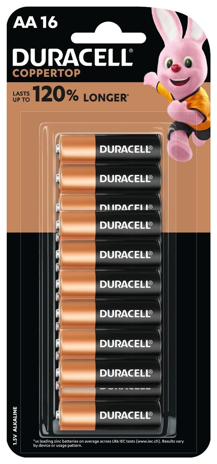 BATTERY DURACELL AA COPPERTOP PK16