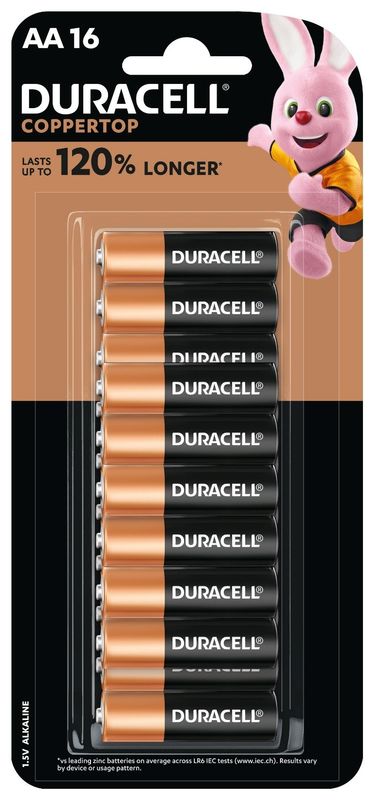 BATTERY DURACELL AA COPPERTOP PK16