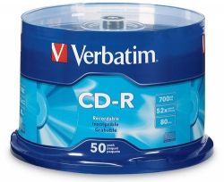 CD-R VERBATIM 80MIN 1X52X 700MB SPINDLE PK50