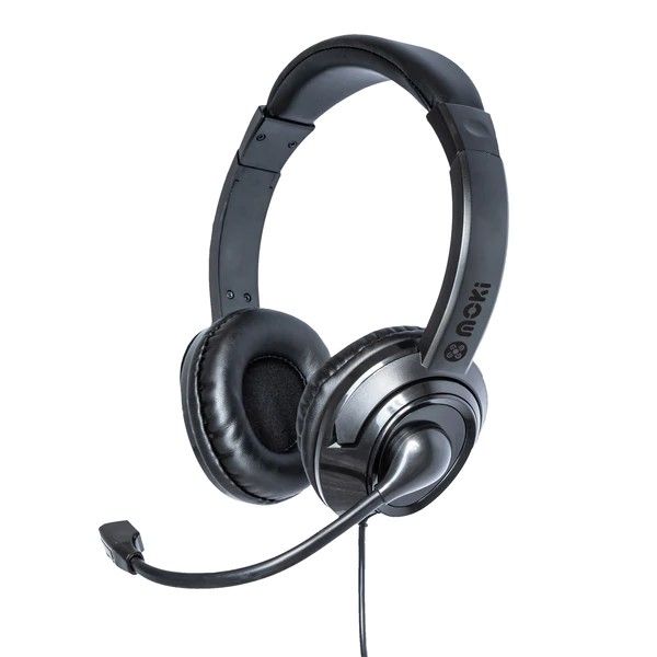 HEADPHONE MOKI USB WITH BOOM MICROPHONE BLACK