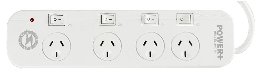 POWERBOARD 4 OUTLET WITH INDIV SWITCH/OVERLOAD PROTECTION/MASTER SWITCH