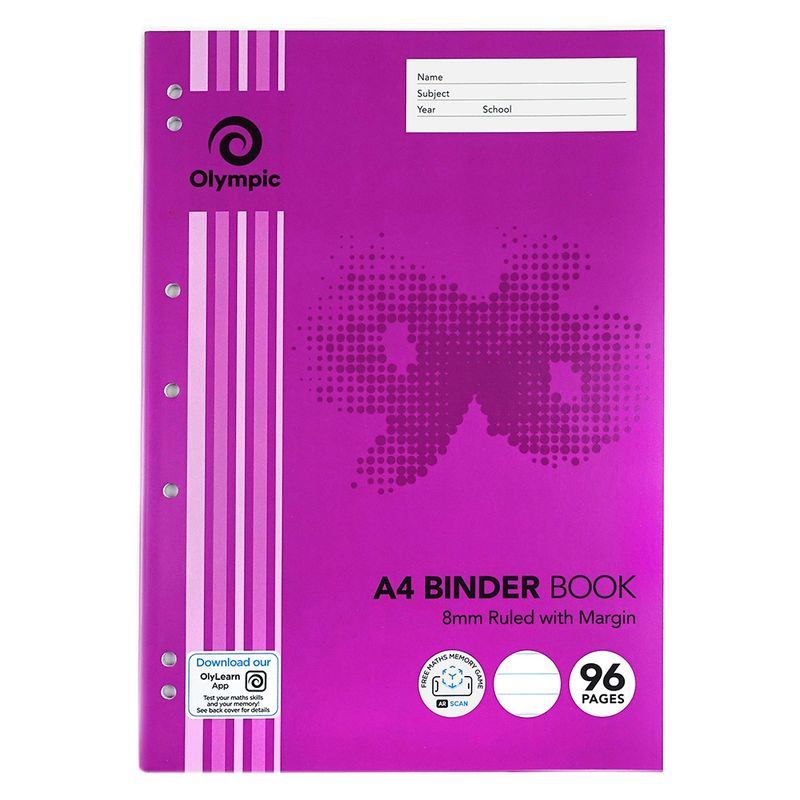 BINDER BOOK OLYMPIC A4 8MM RULED 96PG