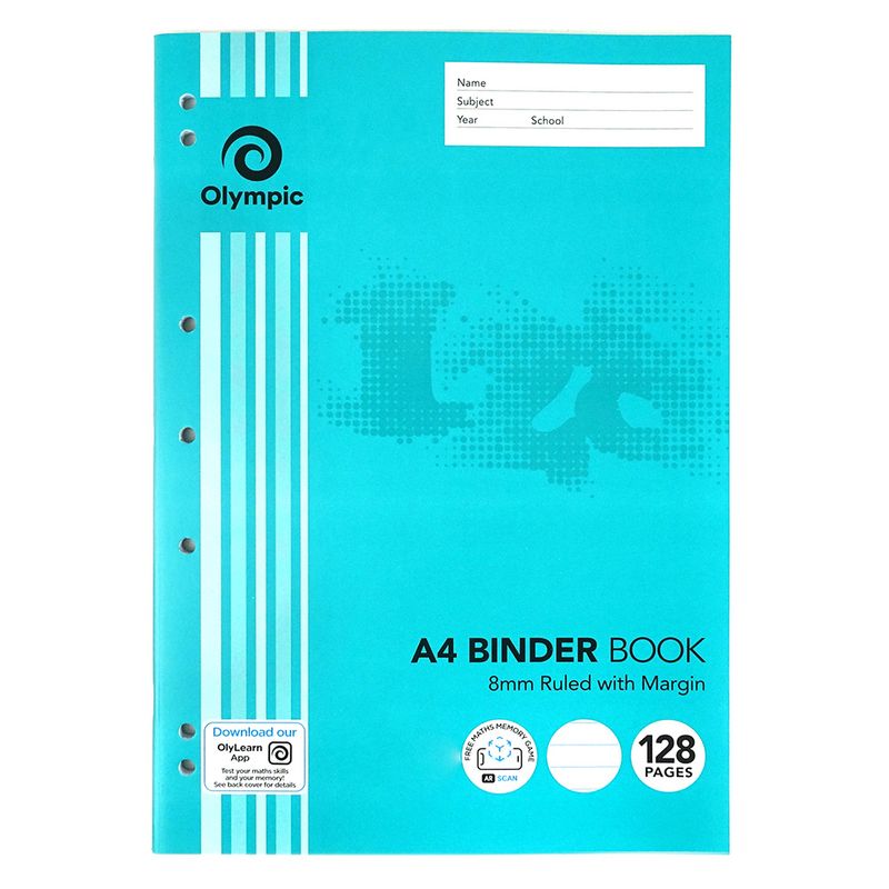 BINDER BOOK OLYMPIC A4 8MM RULED 128PG