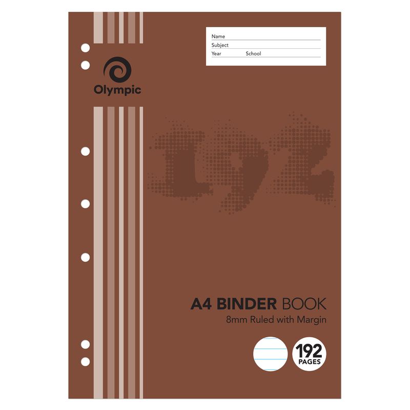 BINDER BOOK OLYMPIC A4 8MM RULED 192PG
