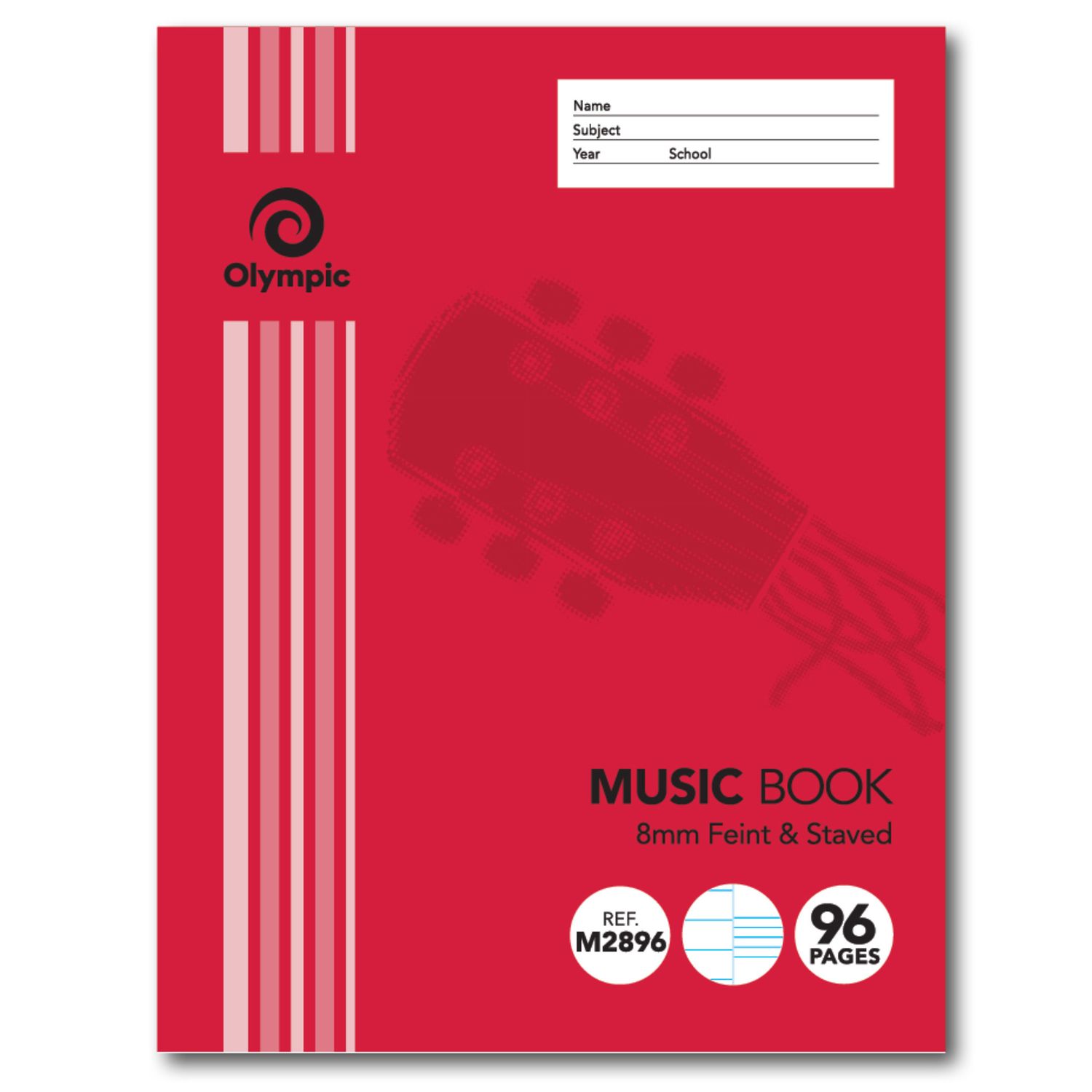 MUSIC BOOK OLYMPIC 9X7 8MM STAVE M2896 96PG