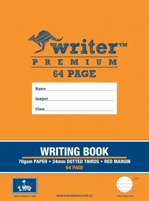 WRITING BOOK WRITER PREM 330X240MM 64PG 24MM DOT THIRDS + MARGIN TURTLES