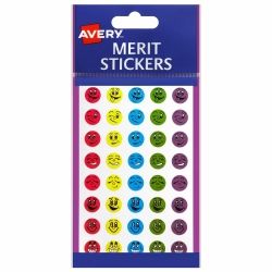MERIT STICKERS AVERY MINI SMILEY FACE PERMANENT PK800