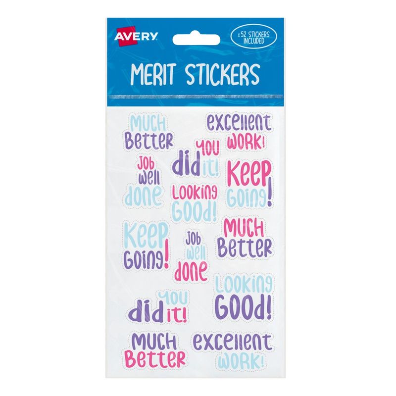 MERIT STICKERS AVERY ASST SHAPES SAMBLE PK52