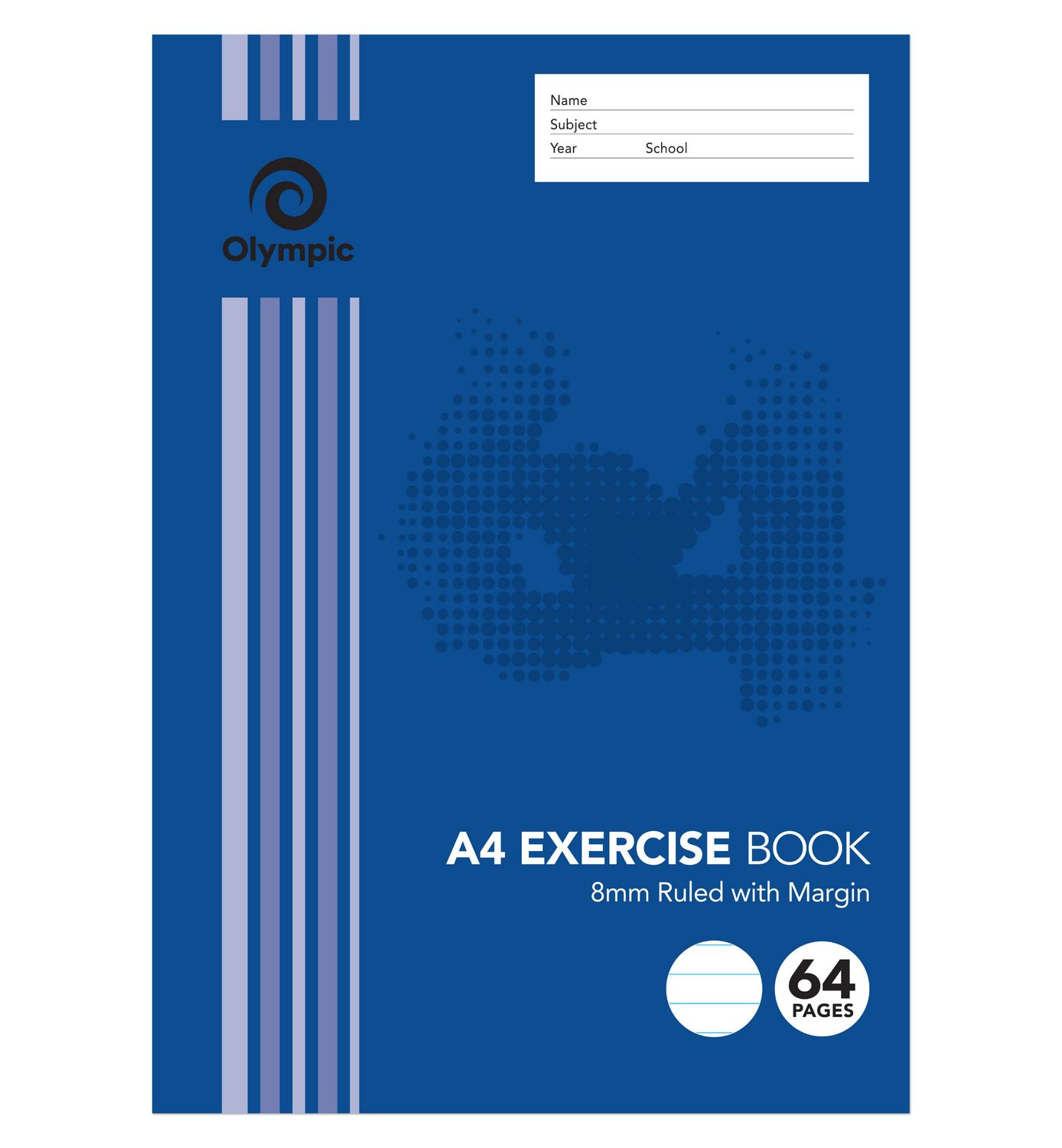 EXERCISE BOOK OLYMPIC A4 8MM RULED 64PG