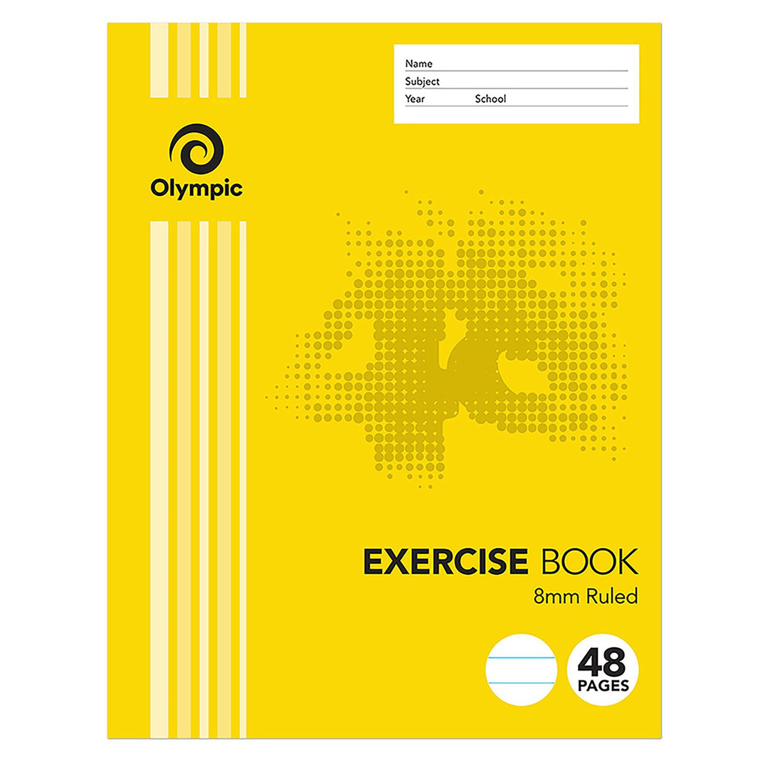 EXERCISE BOOK OLYMPIC 225X175MM 8MM RULED 48PG
