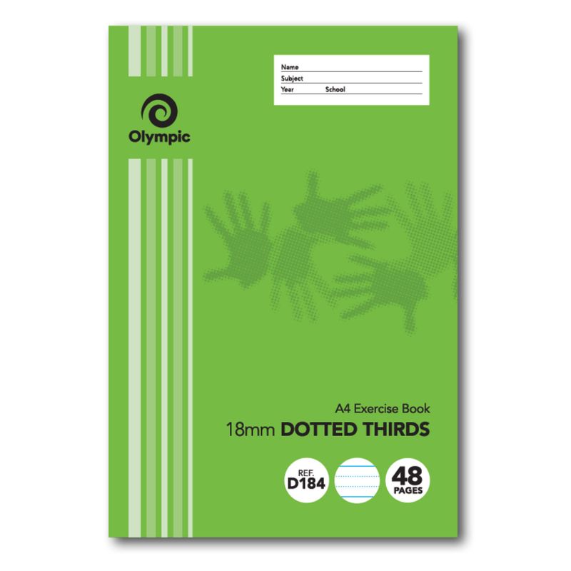 EXERCISE BOOK OLYMPIC A4 18MM DOTTED THIRDS D184I 48PG