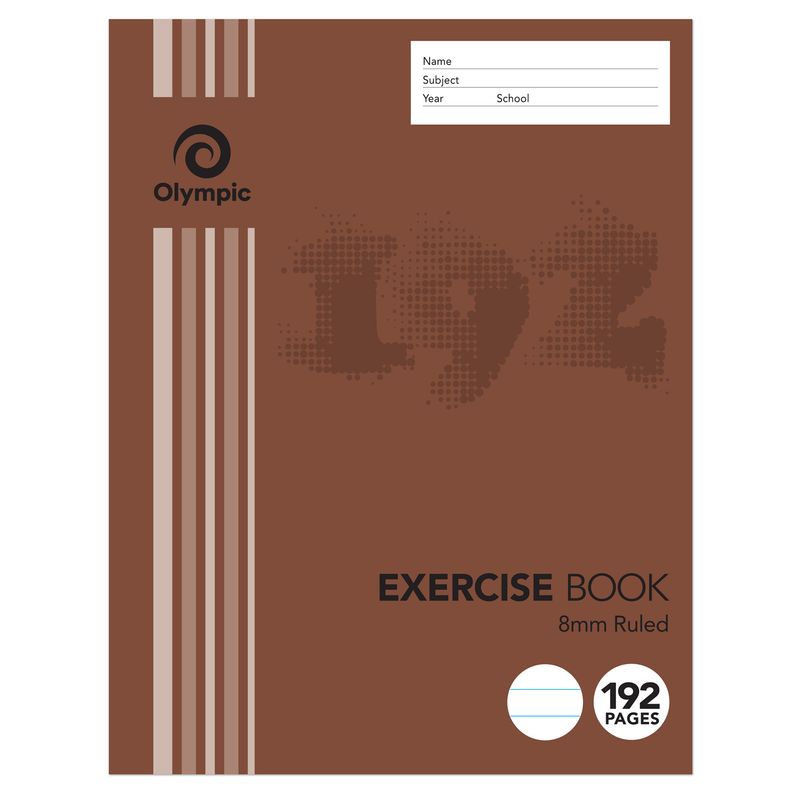 EXERCISE BOOK OLYMPIC 225X175MM 8MM RULED 192PG