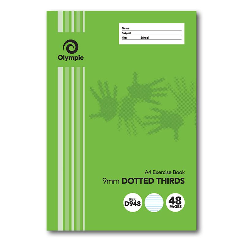 EXERCISE BOOK OLYMPIC A4 9MM DOTTED THIRDS D948I 48PG