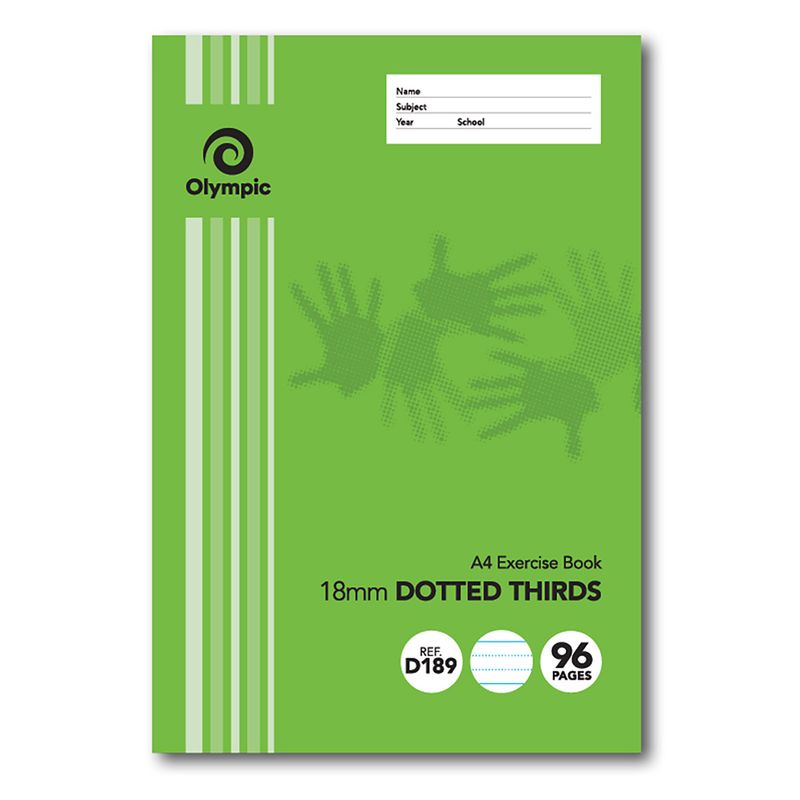 EXERCISE BOOK OLYMPIC A4 18MM DOTTED THIRDS D189I 96PG