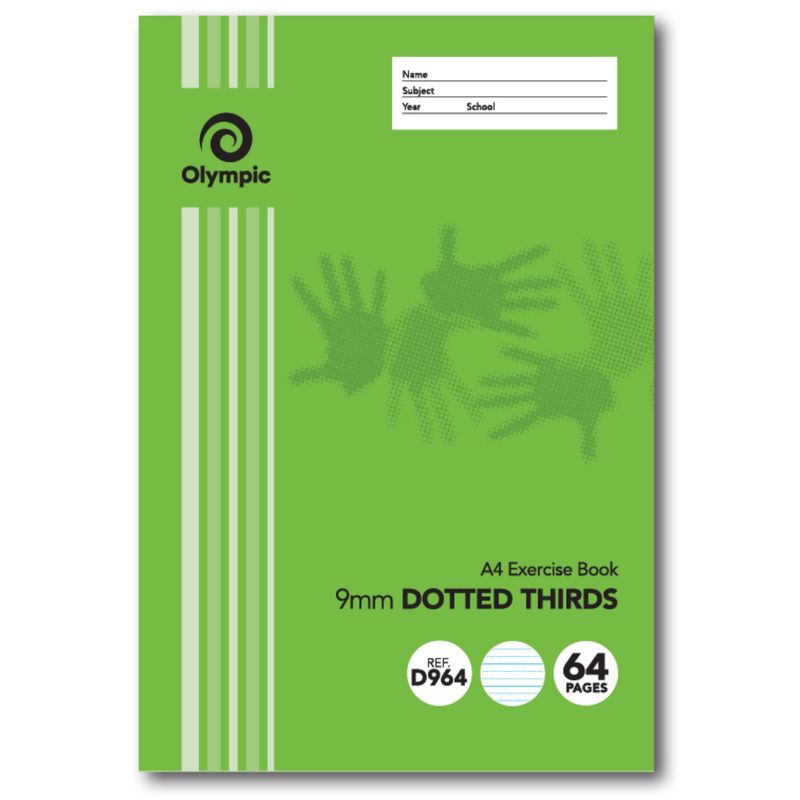 EXERCISE BOOK OLYMPIC A4 9MM DOTTED THIRDS D964I 64PG