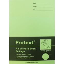 EXERCISE BOOK PROTEXT A4 PP 96PG 18MM DOTTED THIRDS DUCK