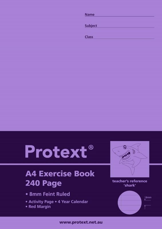 EXERCISE BOOK PROTEXT A4 8MM RULED PP COVER 240PG