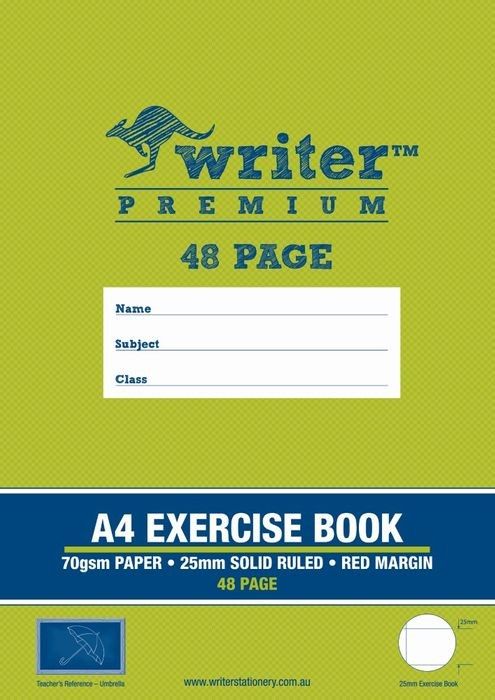 EXERCISE BOOK WRITER PREMIUM A4 25MM RULED+MARGIN UMBRELLA 48PG