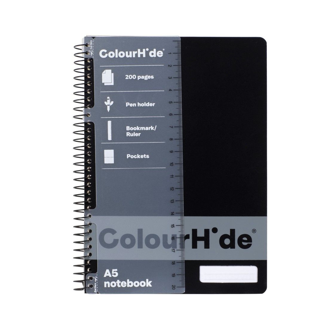 NOTEBOOK COLOURHIDE A5 BLACK 200PG