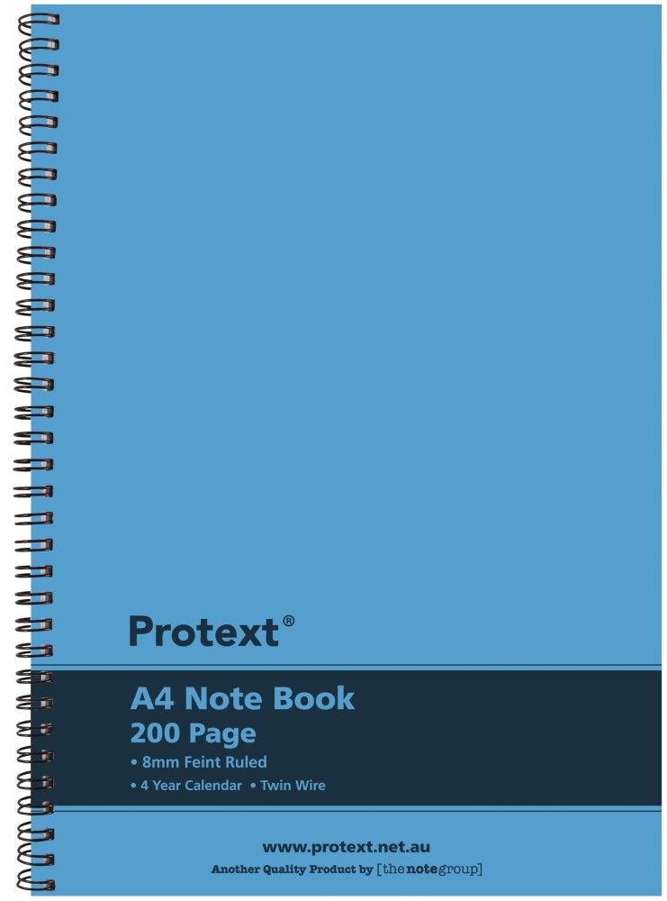 NOTEBOOK PROTEXT A4 PP TWIN WIRE 200PG BLUE