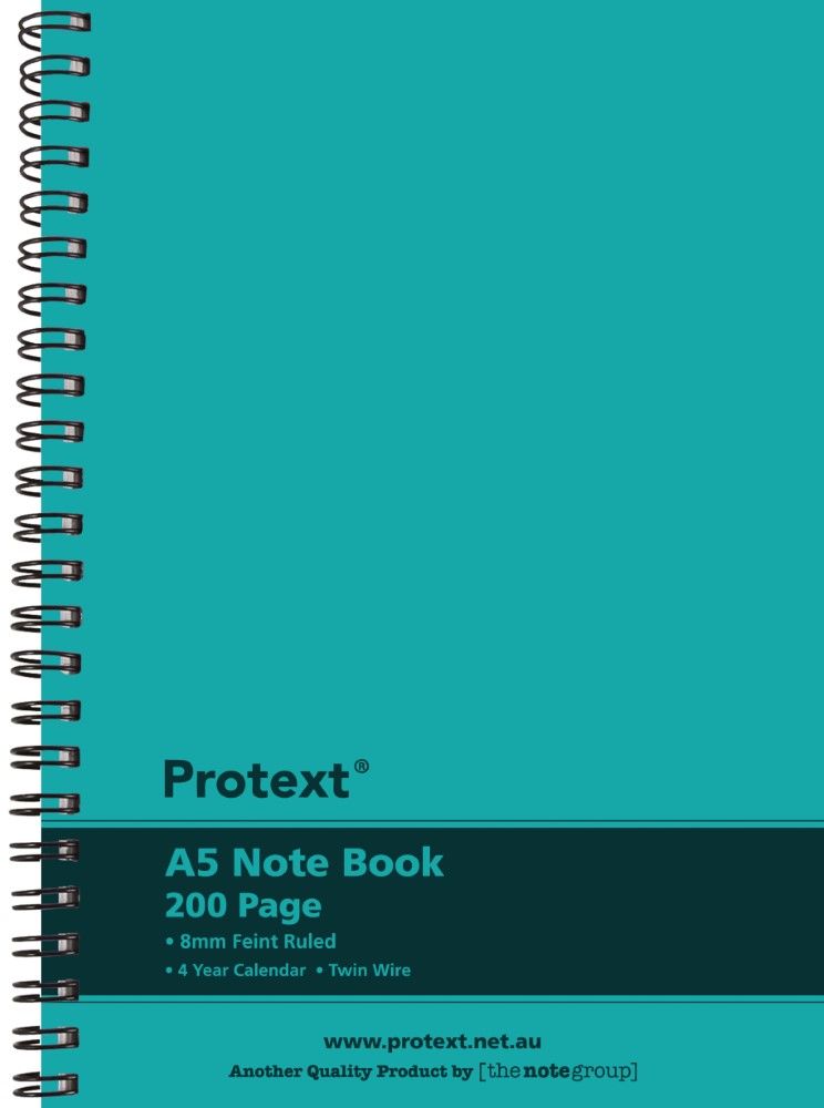 NOTEBOOK PROTEXT A5 PP TWIN WIRE 200PG AQUA