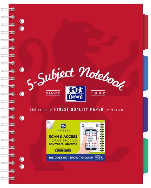 SUBJECT BOOK OXFORD A4 SCRIBZEEÃ¯Â¿Â½ COMPATIBLE RED 200PG