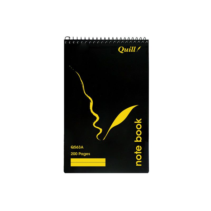 NOTEBOOK QUILL 200X127 RULED T/O BLACK 200PG