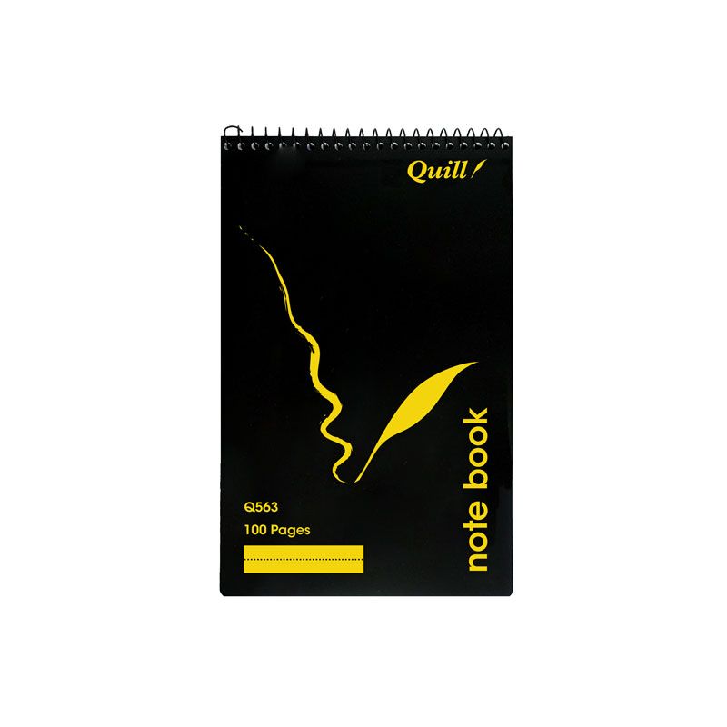 NOTEBOOK QUILL 200X127 RULED T/O BLACK 100PG