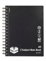 NOTEBOOK SPIRAX P572 PP 3 SUBJECT A5 S/O 300PG BLACK