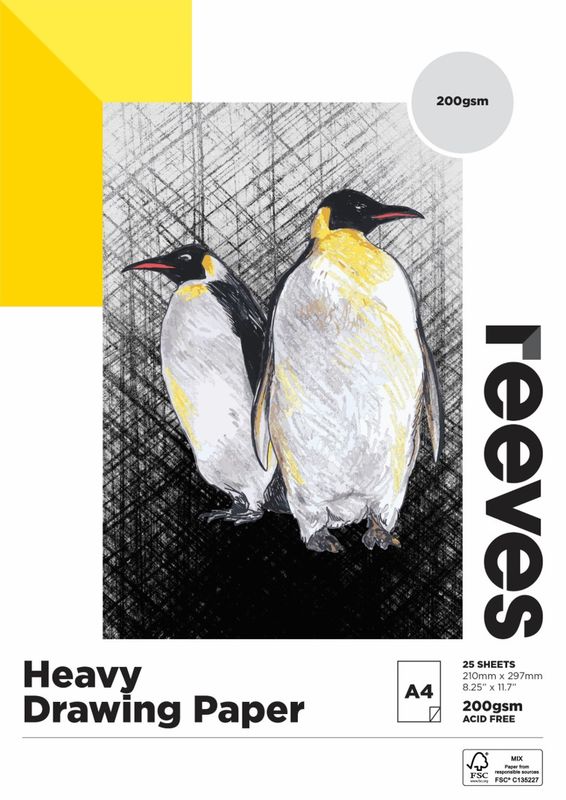 DRAW PAD REEVES A4 200GSM HEAVY 200GSM FSC MIX CREDIT 25 SHEETS