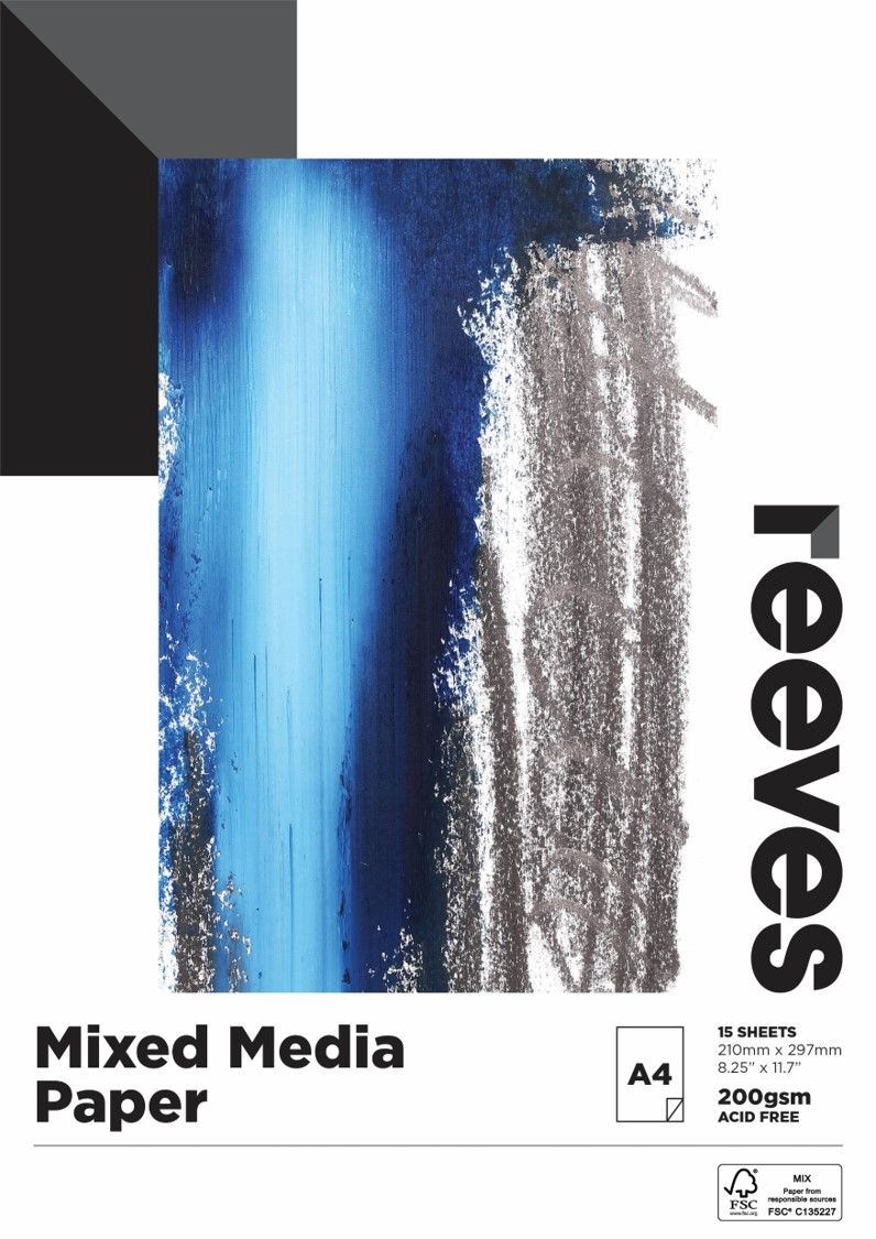 MEDIA PAD REEVES A4 MIXED 200GSM FSC CREDIT 15 SHEETS