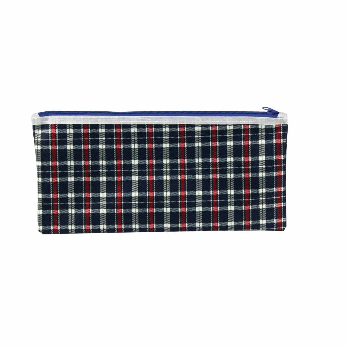 PENCIL CASE CELCO 340X170MM 1 ZIP TARTAN ASST