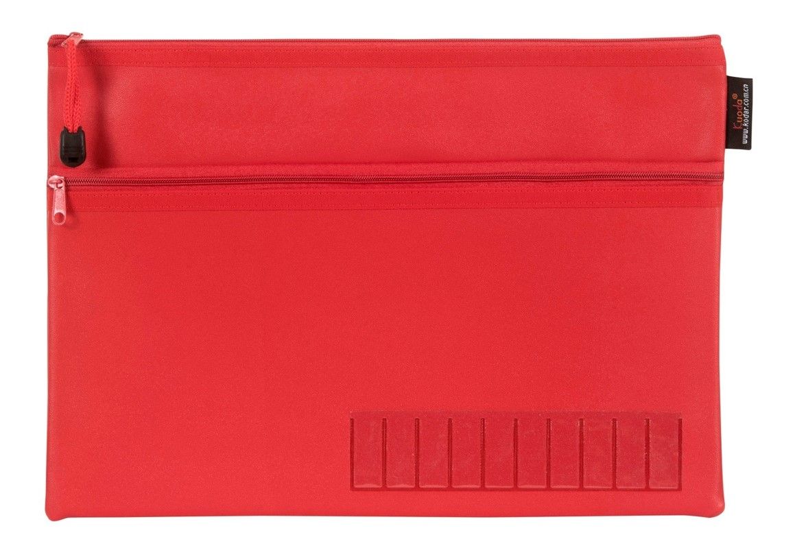 PENCIL CASE CELCO 345X264MM NAME LARGE 2 ZIP RED
