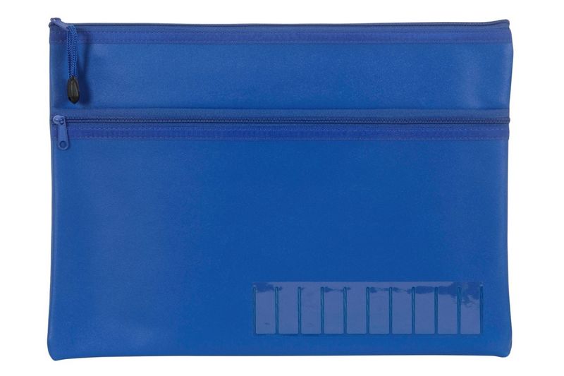 PENCIL CASE CELCO 350X180MM NAME LARGE 2 ZIP BLUE