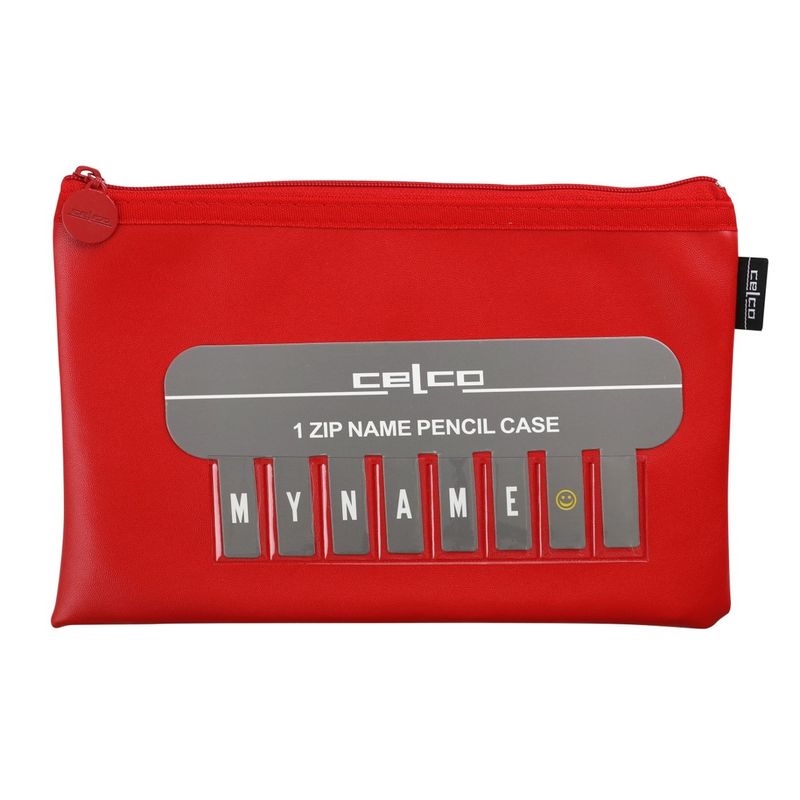 PENCIL CASE CELCO 250X130MM NAME SMALL 1 ZIP RED