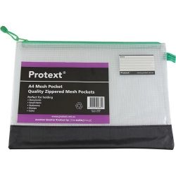 MESH POUCH PROTEXT A4 WITH ASST ZIPPER + NAME CARD HOLDER (355x255)