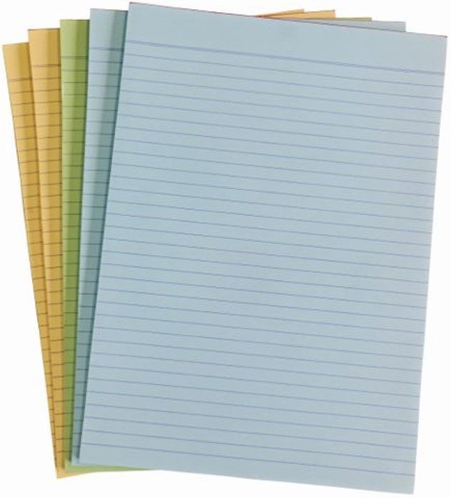 SP- PAD WRITER A4 BOND 2 SIDED RULED ASST COLS 50LF PK5