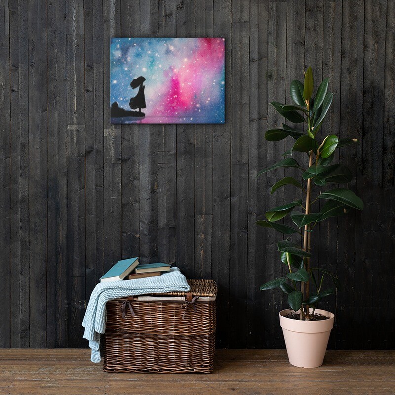 A girl lookng to star Water color painting- Canvas prints