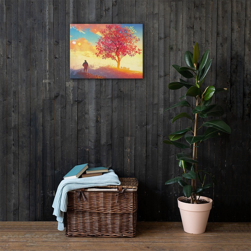 Alone With autumn landscape - Canvas print