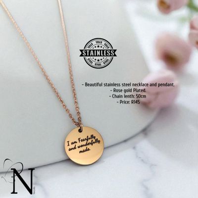Stainless steel necklace - I am wonderfully and fearfully made pendant.