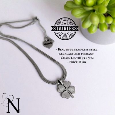 Stainless steel necklace- Beautiful floral design pendant.