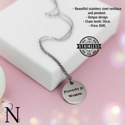 Stainless steel necklace- Proverbs 31 woman pendant. Stainless steel necklace- Proverbs 31 woman pendant.