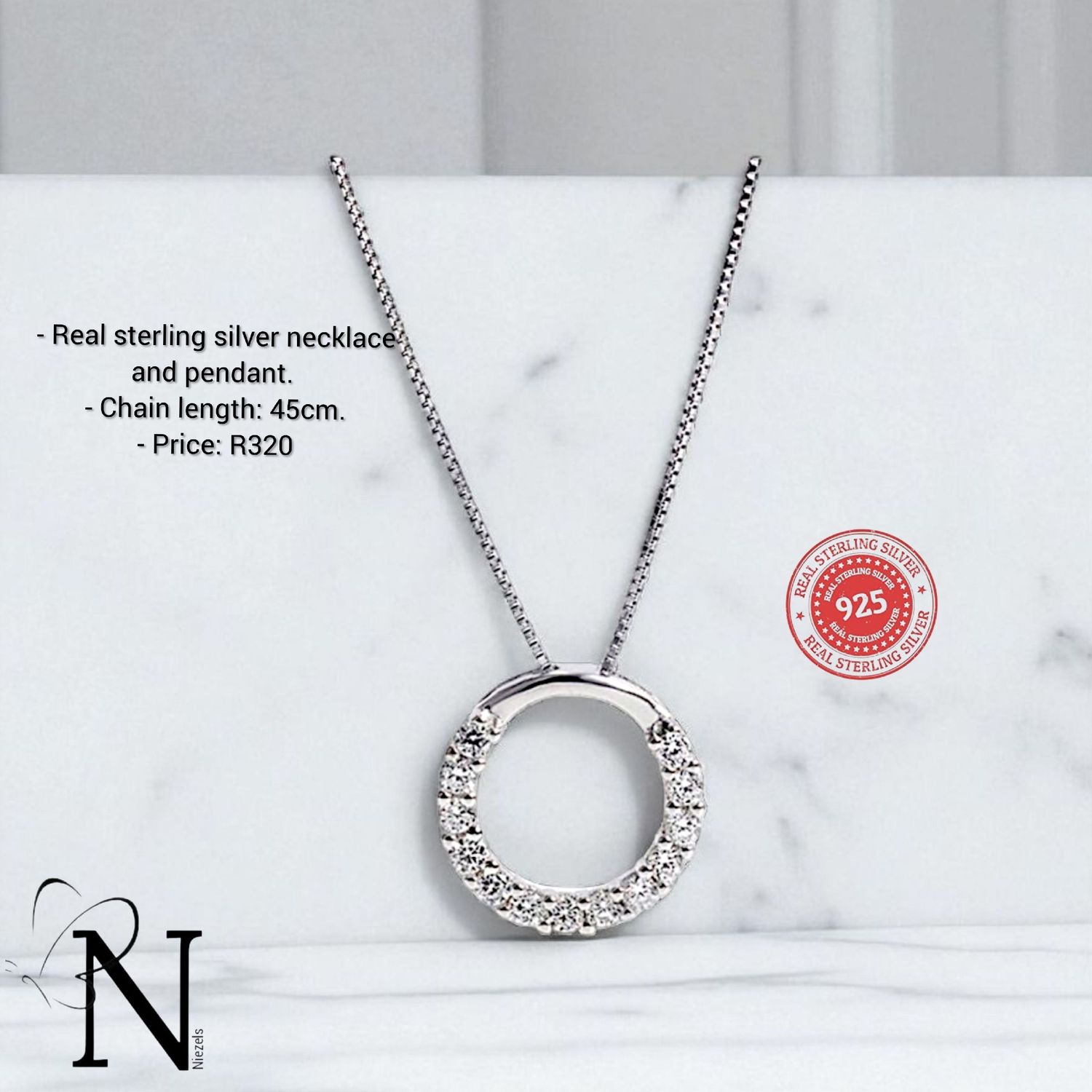 Real 925 sterling silver necklace .