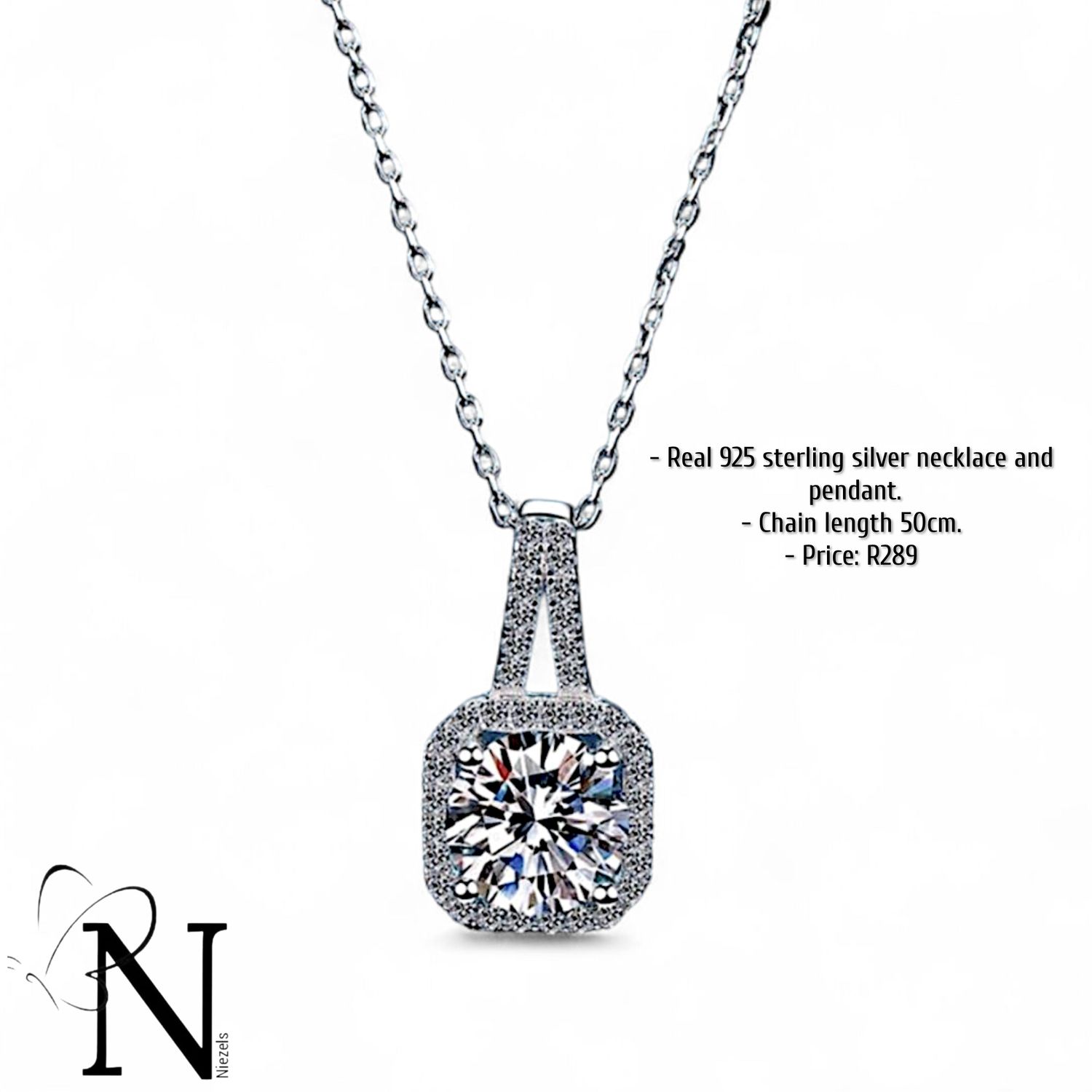 Real 925 sterling silver necklace - Beautiful shine pendant.