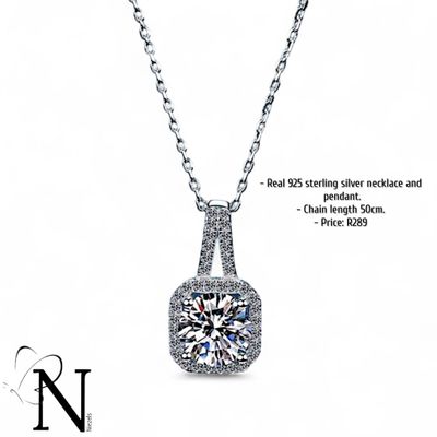 Real 925 sterling silver necklace - Beautiful shine pendant.