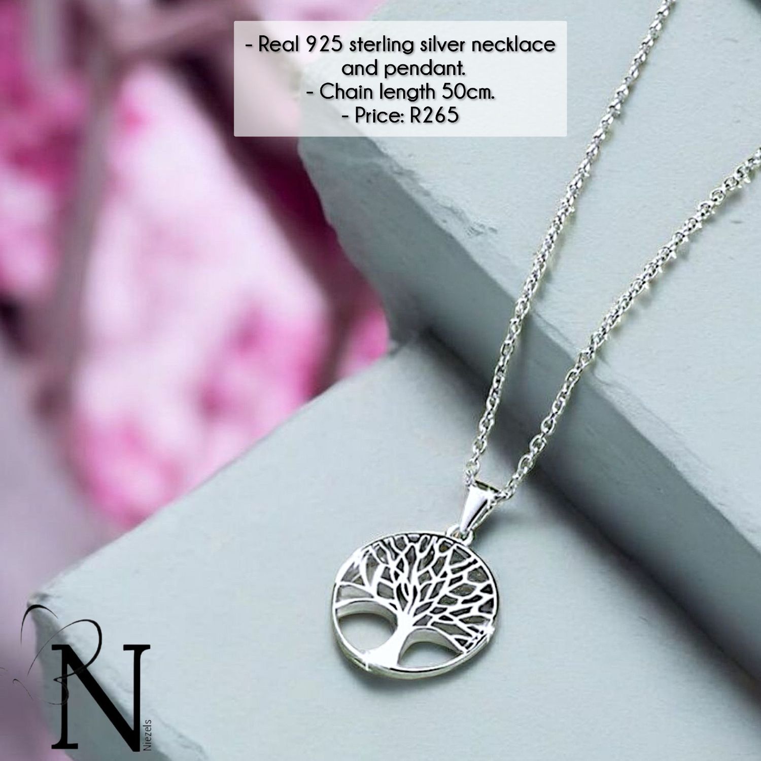 Real 925 sterling silver necklace - Tree of life.