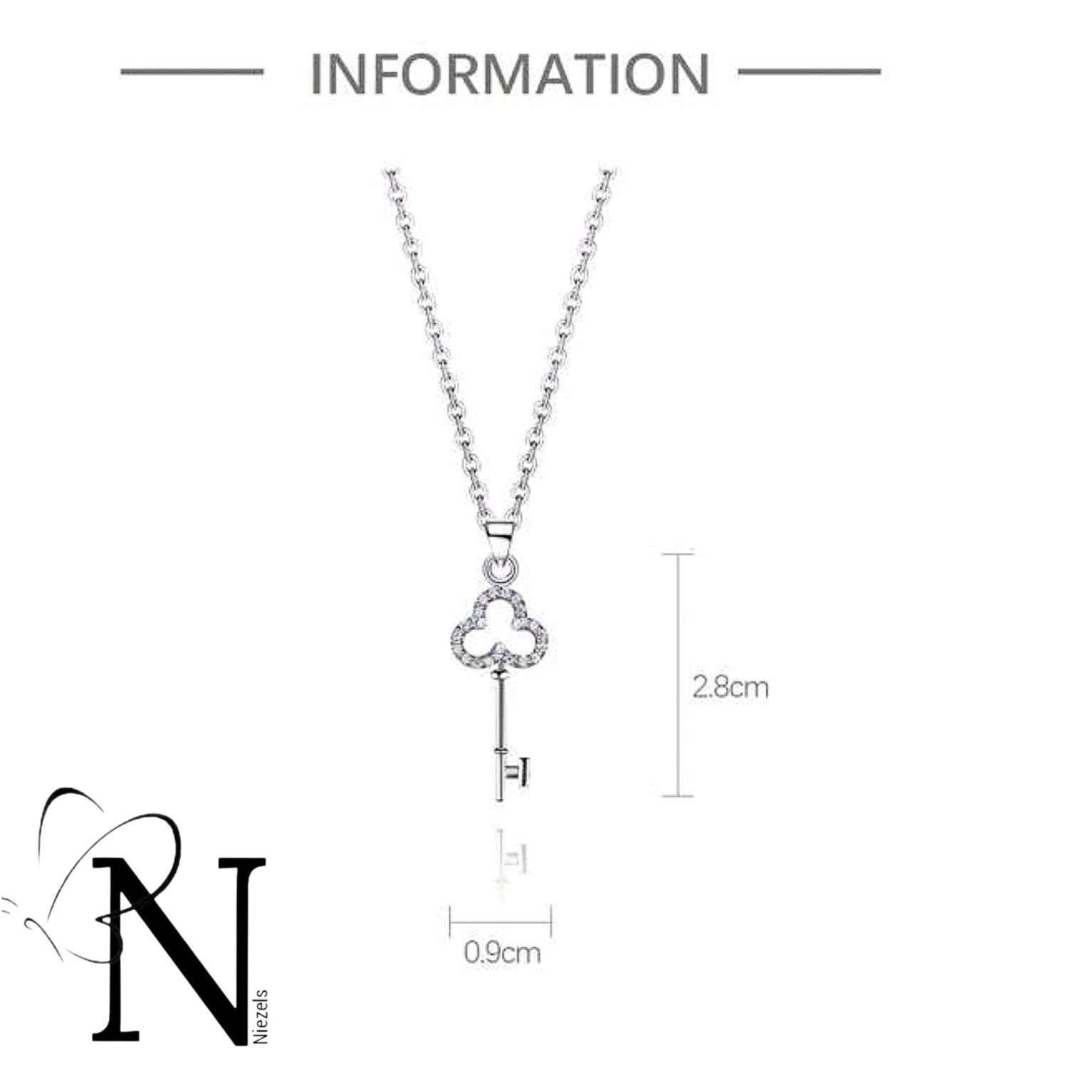 Real 925 sterling silver necklace- Shiny key pendant.