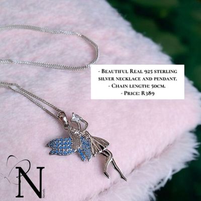 Real 925 sterling silver necklace - Unique fairy pendant.