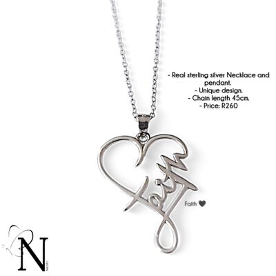 Real 925 sterling silver necklace- Faith pendant.