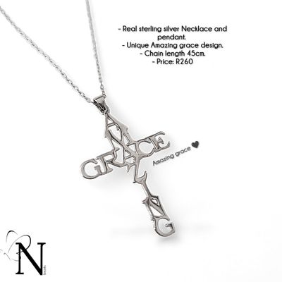 Real 925 sterling silver necklace - Amazing grace pendant.